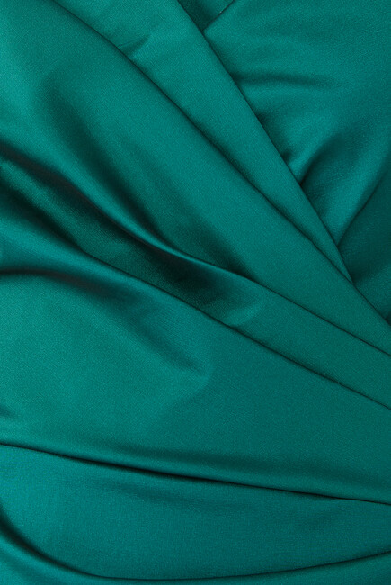 Stretch Taffeta Three-Quarter Sleeve Gown